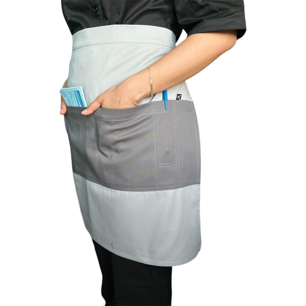 zittro Medio mandil delantal color Block Gris Perla/Oxford  R92305-000