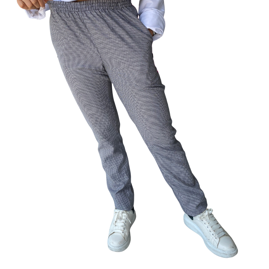 zittro Pantalón Chef Hombre"pata de gallo". Bco/Ngo R91103-010