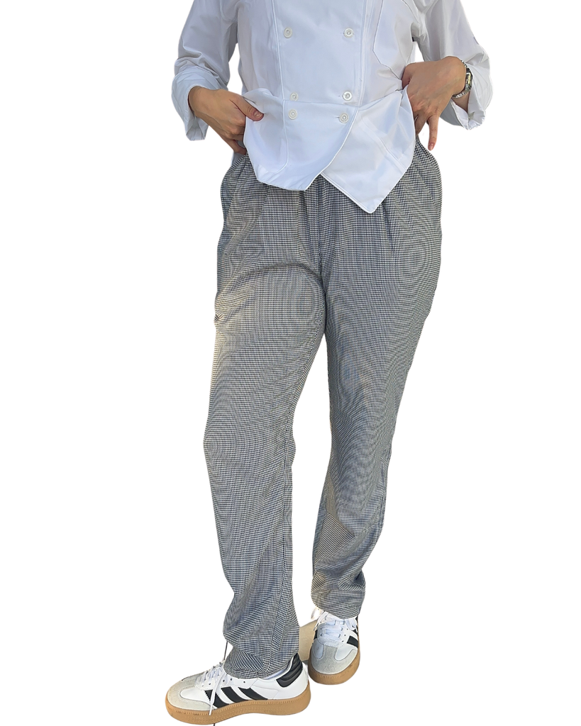 zittro Pantalón Chef Mujer"pata de gallo". Bco/Ngo R91203-010