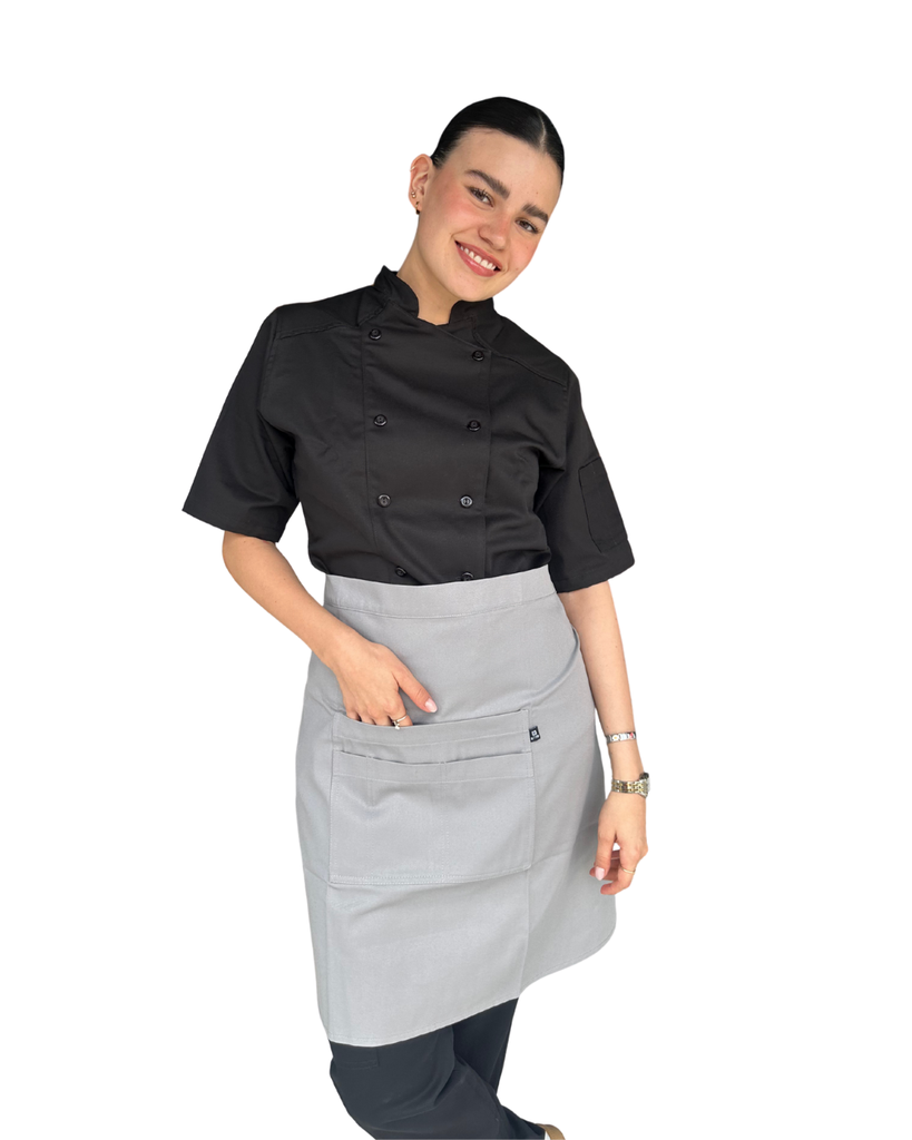 [R92351 238 M] zittro Medio mandil delantal chef Gris Perla. R92351-010