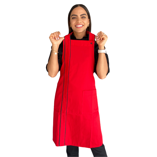 [R92302 660] zittro Mandil delantal chef franja Rojo. R92302-660 UNI