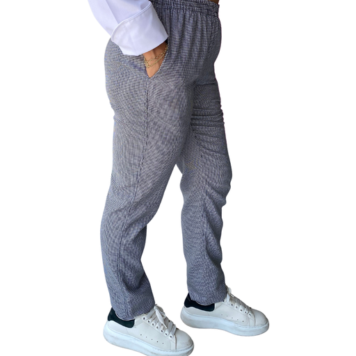 zittro Pantalón Chef Hombre"pata de gallo". Bco/Ngo R91103-010