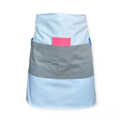 [R92305-100] zittro Medio mandil delantal color Block Blanco/Gris Perla R92305-100