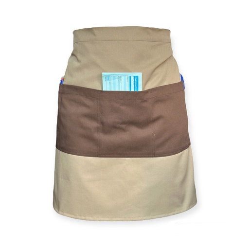 [R92305-200] zittro Medio mandil delantal color Block Canela/Chocolate R92305-200